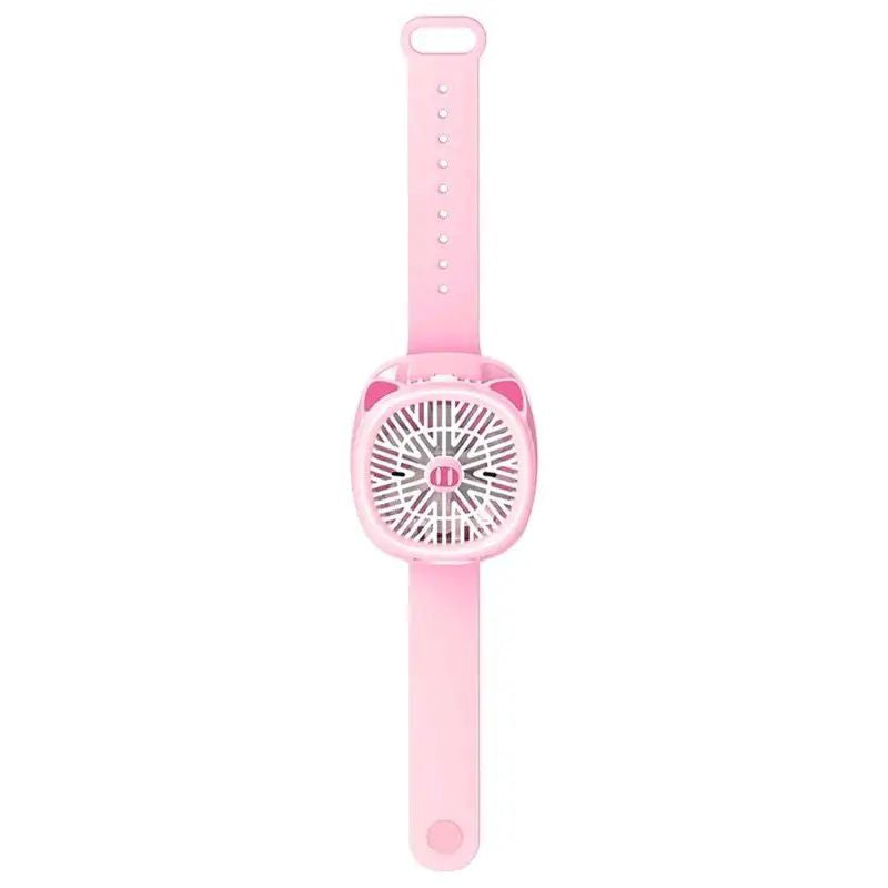 Watch Fan Cartoon with Wrist Strap Rechargeable 3Levels Adjustable Handheld Fan for TravelLow FUMES PERFUME