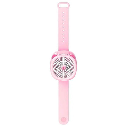 Watch Fan Cartoon with Wrist Strap Rechargeable 3Levels Adjustable Handheld Fan for TravelLow FUMES PERFUME